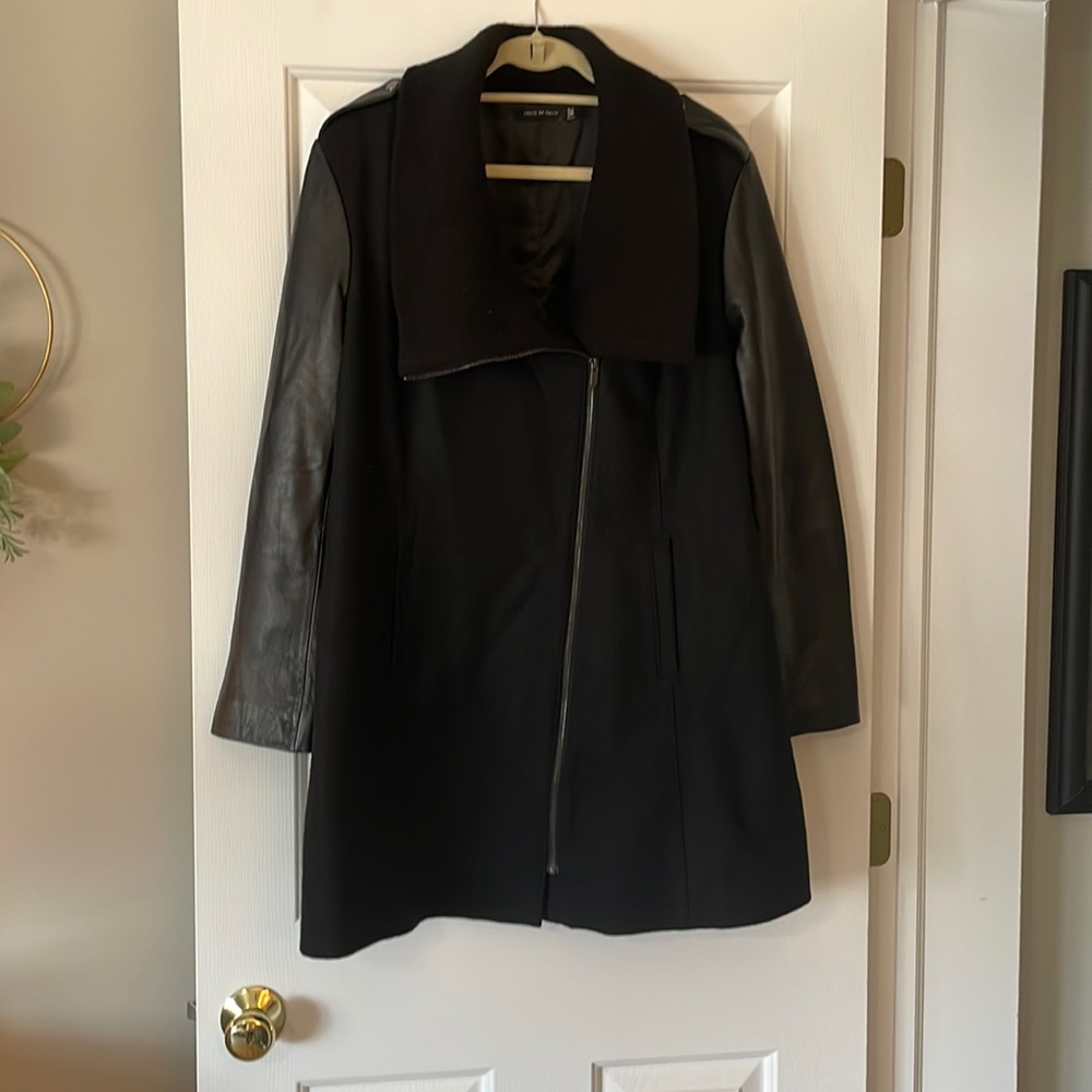 Truth of Touch Lambskin leather trim coat